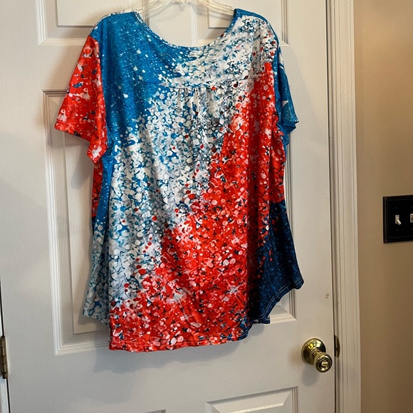 Women's Plus Size Colorblock Ombre Print Button Front Summer Vacation Top 24W - Picture 5 of 10